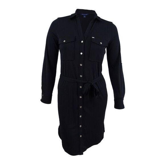 Tommy Hilfiger Women's Belted Shirtdress (10, Black) - Picture 1 of 2